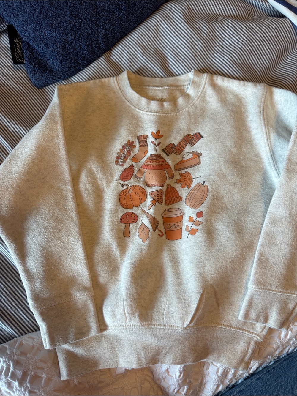 Cozy Fall Graphic Sweatshirt - Cream